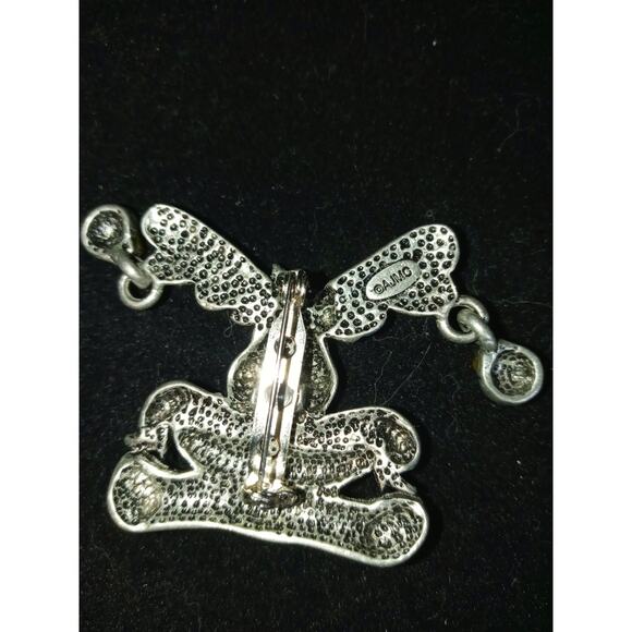 Christmas Moose Decorate Everything Vtg Signed AJMC Silver Tone - Picture 3 of 3